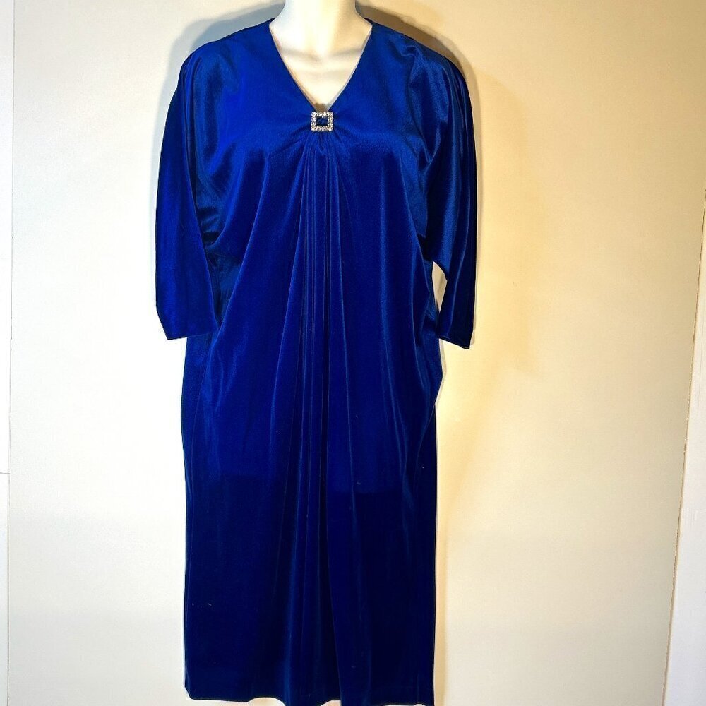 DB Boutique Vintage SZ OSFA Blue Velvet Caftan Gown Old Glamour Unique 40's